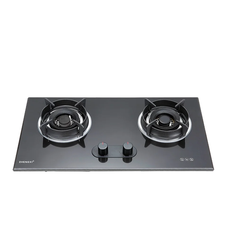 2 горелки для стеклянной панели плиты, крышка для камбоджийской стеклянной газовой плиты