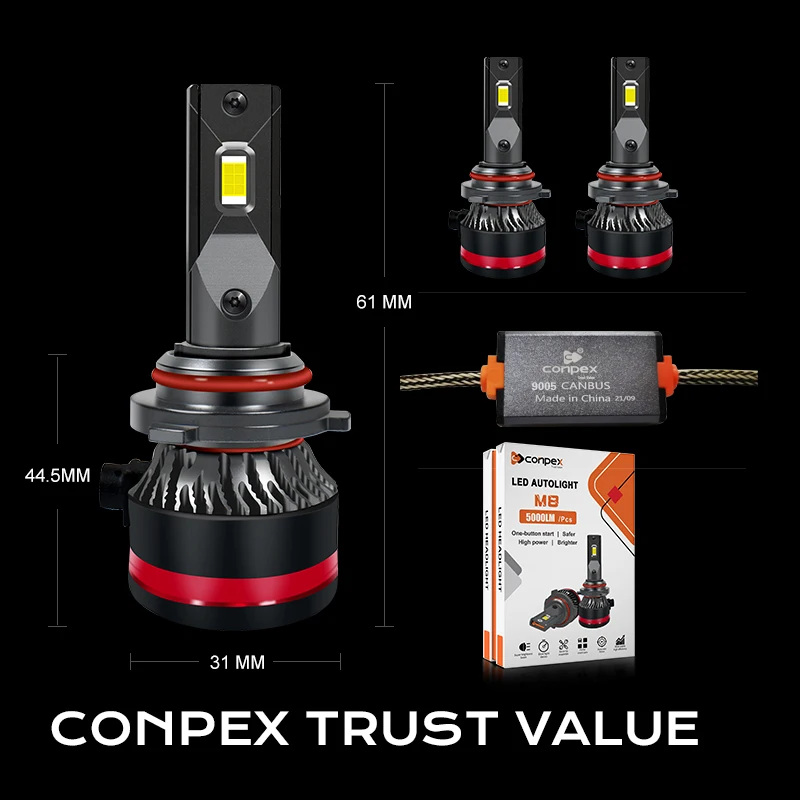 Conpex Auto Led Lighting System Led Headlight Kit Bulbs 45W 55W 90W H3 H7 H1 12V Car Led Head Lights