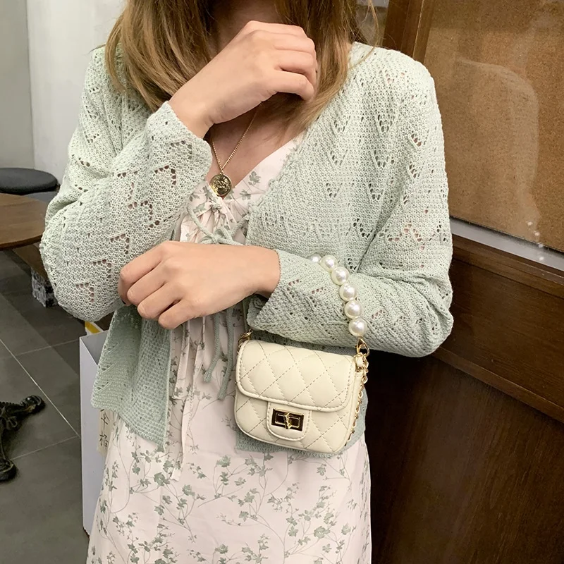 
Pearl bag women 2021 New trendy Japanese and Korean Chanl-style mini chain lipstick pack all-match shoulder messenger bag 