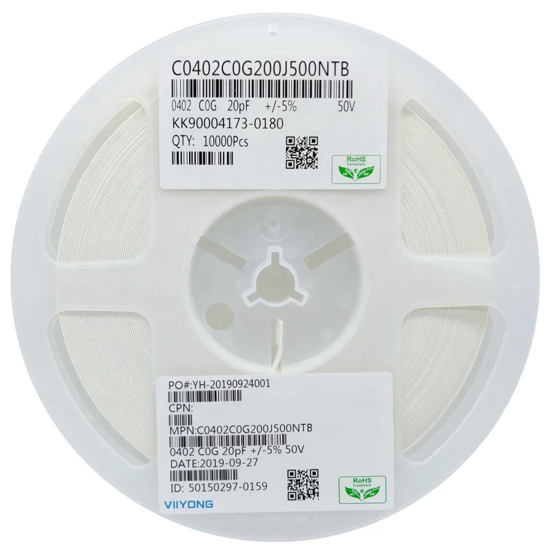 
SMD ceramic capacitors 20P 50V C0G/NPO 0402 Passive Components C0402C0G200J500NTB Chip capacitors Original 