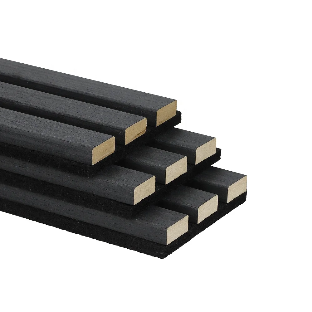 240 X 60 Akupanels 3sides Ebony Veneer 3Dwooden Wall Interior Art Decorative Sound Absorbing Acoustic Slat Wood Panels