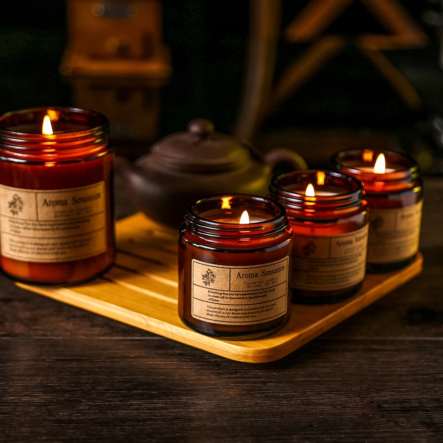 50%OFF Markdown Sale Senior Aesthetic High Quality Brown Glass Candle Jar Luxury With Tin Lid  Scented Candle