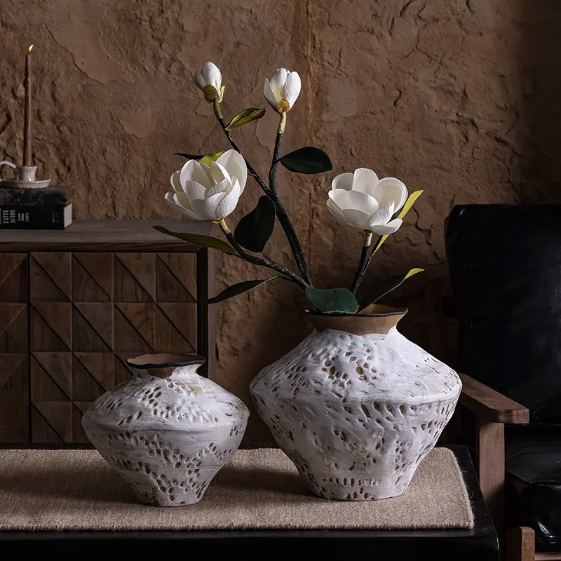 retro vintage nordic chinese handmade rustic pottery shabby chic decoration home antique ceramic terracotta vase