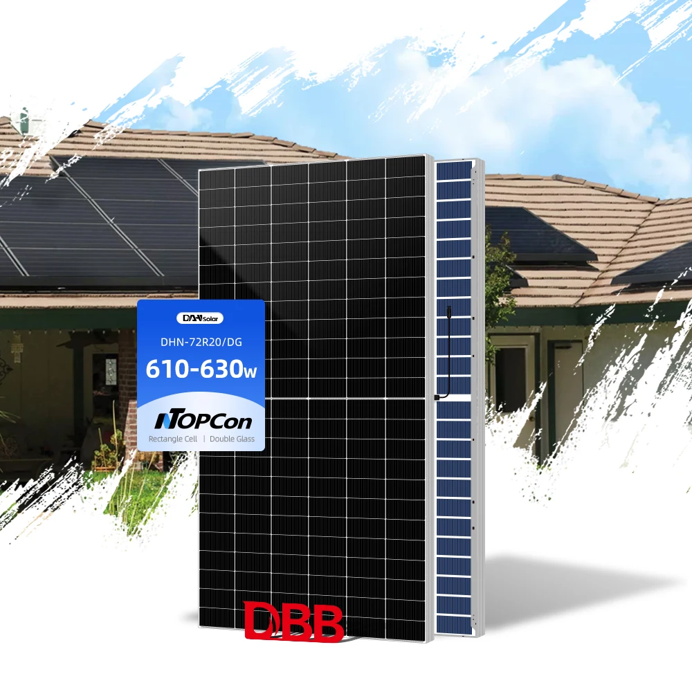 N-Type Mono Solar Panel 600Watt 144 Cells Black Frame DAH 0BB Connector Risen 595-620Wp Solar Panel