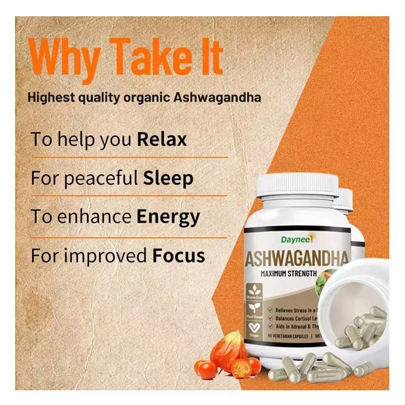 OEM/ODM ashwagandha capsule helps support the immune system naturally boosts energy & vitality magnesium ashwagandha