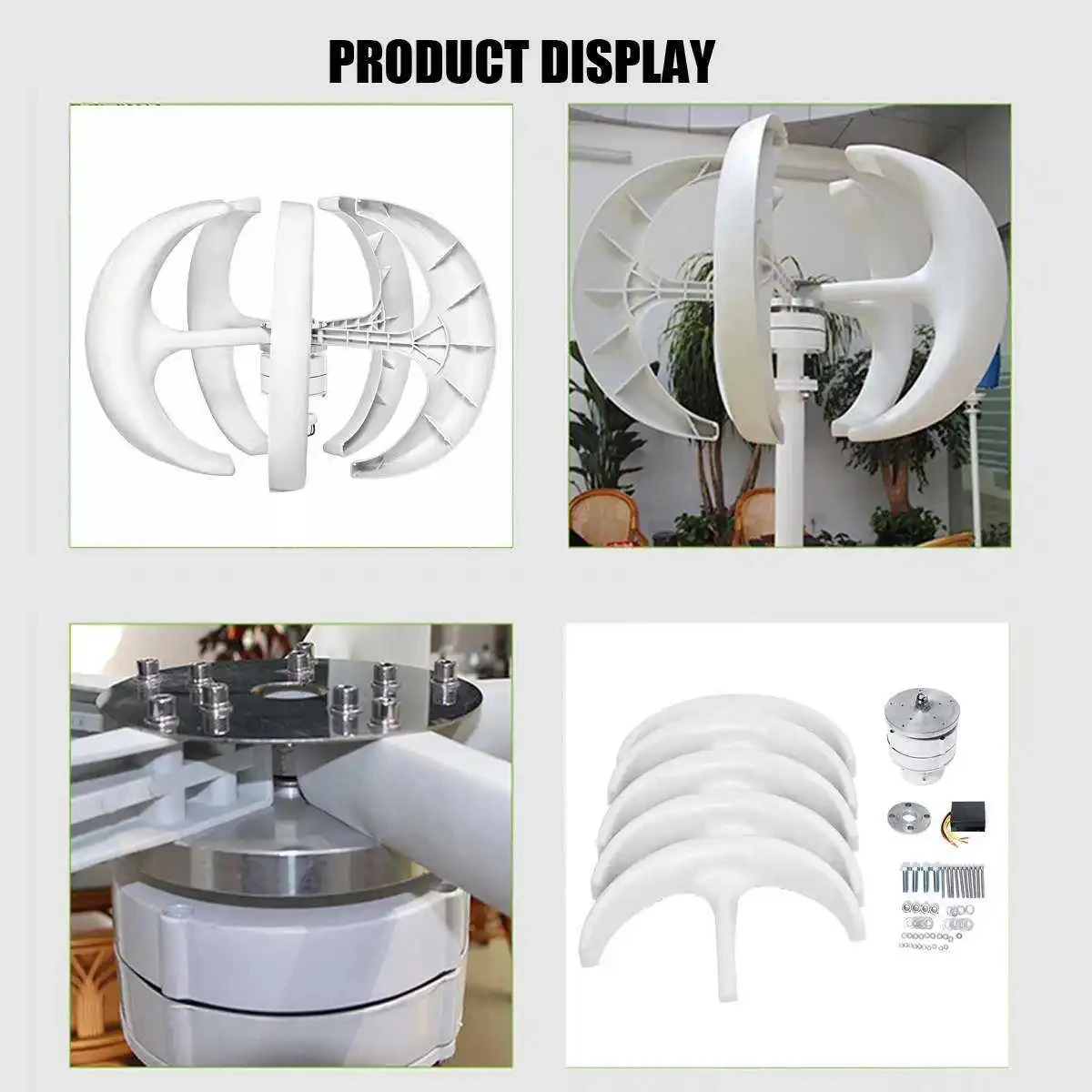 Home Hybrids Streetlight 12v 24v Wind Turbines Generator 5 Blades 100w 200w 300w 600w Vertical Wind Turbine