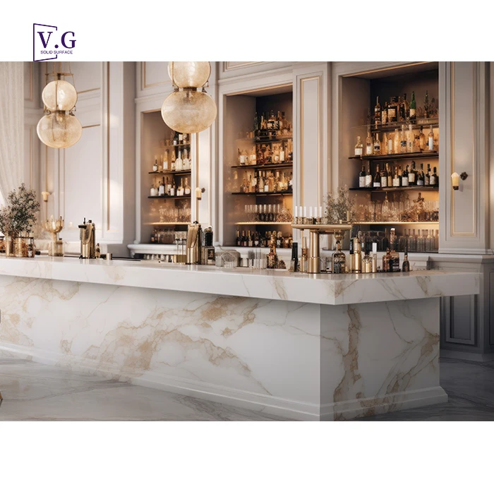 customize best luxury restaurant bar counter solid surface marble semi circle bar counter cafe bar counter design