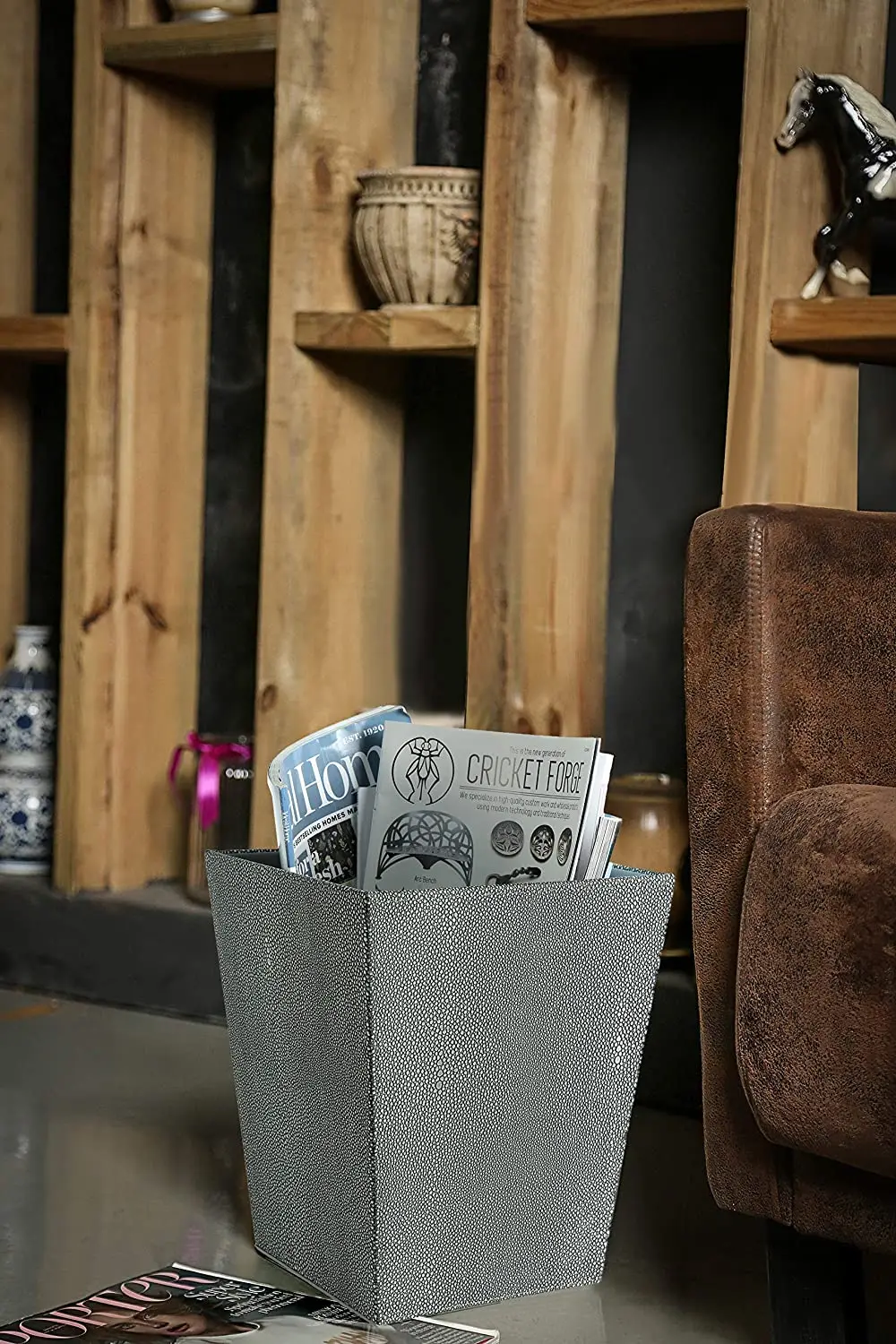 Faux leather Hotel Home Use Indoor Trash Bin Indoor Garbage Cans Waste Containers trash bin hotel