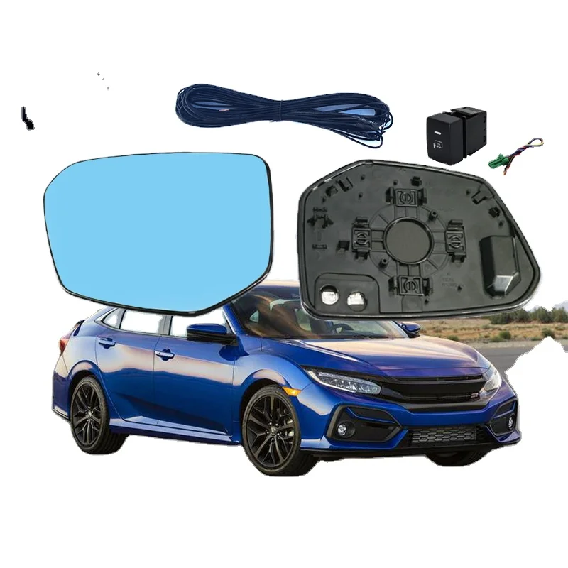 1 pair Side Rearview Mirror Blue Glass Lens For HONDA CIVIC 2016 2017 2018 2019 2020 FC1 FC7 Wide Angle View anti glare