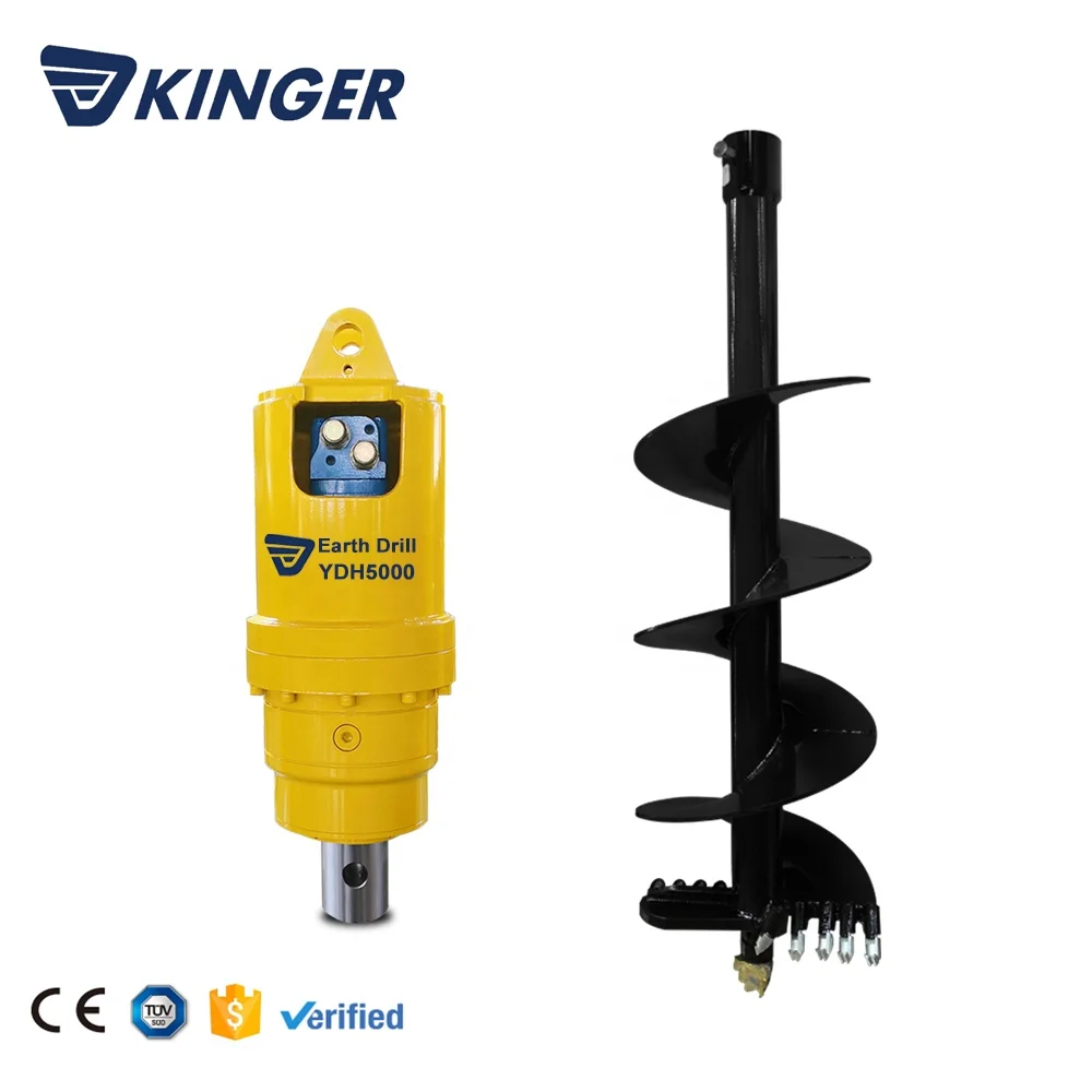 KINGER Spiral Auger Drill Machine Hydraulic Earth Drill for excavator