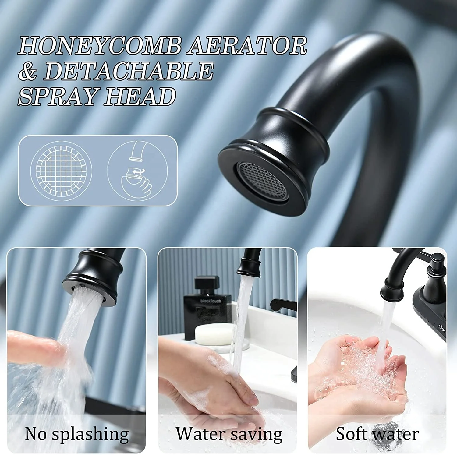 APS133-MB 3 Hole Classic Black Sink Double Bathroom Taps Washroom Basin Faucet With Two Handle