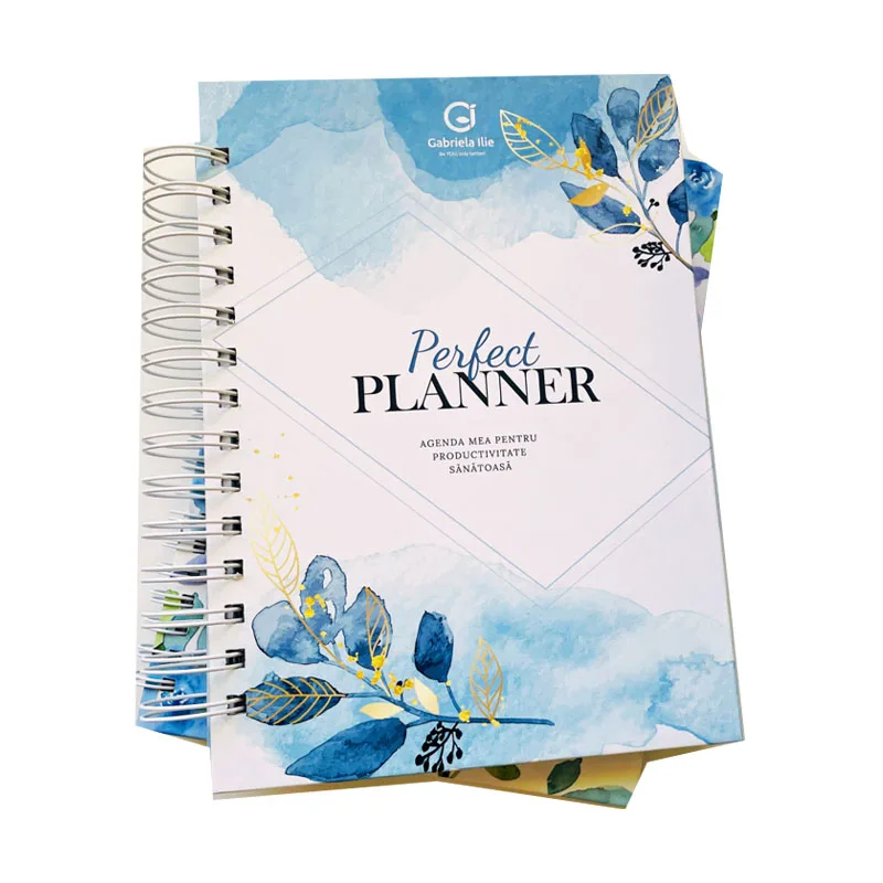 Free Sample Custom Fully Design Printable Twin Loop Wire Binding Hardback Organizer Diary Journal Planner Printing