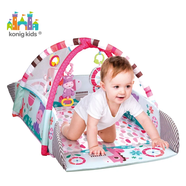 Konig Kids 5 IN 1 New Arrival Musical Square Crawl Baby Games Pad Play Gym Eco-friendly Baby Play Mat With 30 Ball Pits