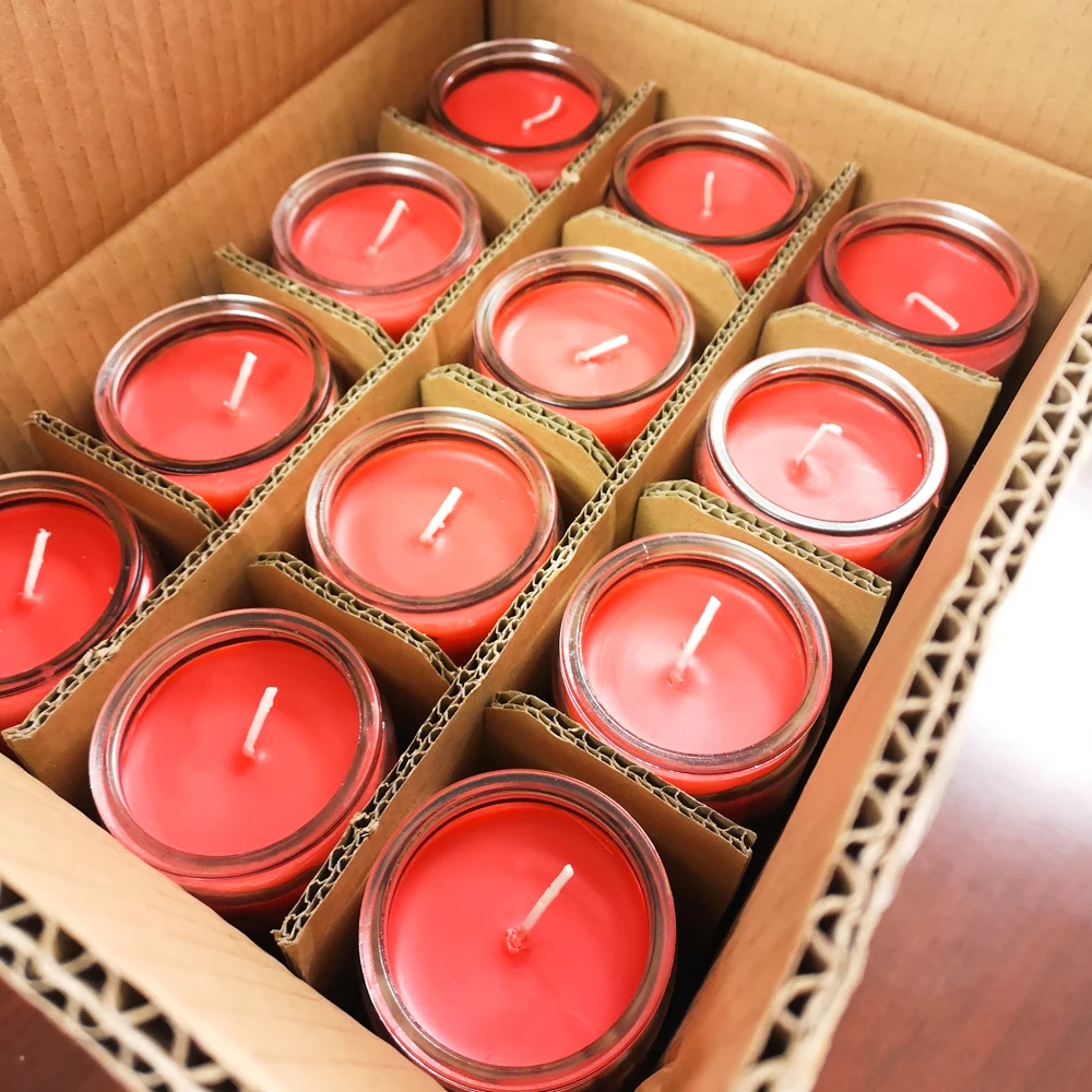 China Wholesale rainbow Colorful Candle Glass Jar Catholic Religious Candles 7 Day Candles