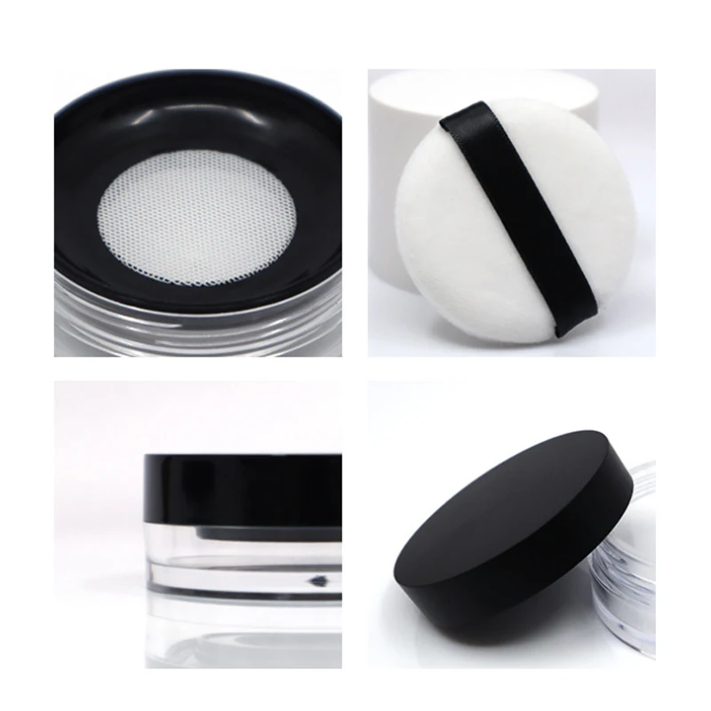 Round Clear Empty Powder Packaging Container Case Box Plastic Loose Powder Jar 20g wth Sifter