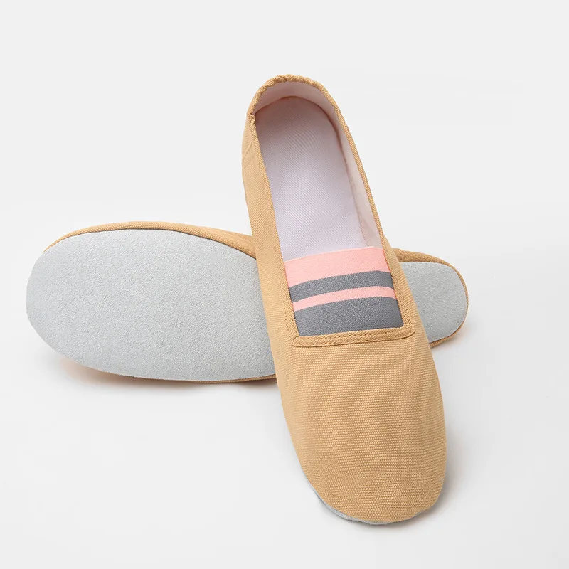 Wholesale hot Ballet Dance Shoes Split Sole Satin Gymnastic Flats with Ribbon