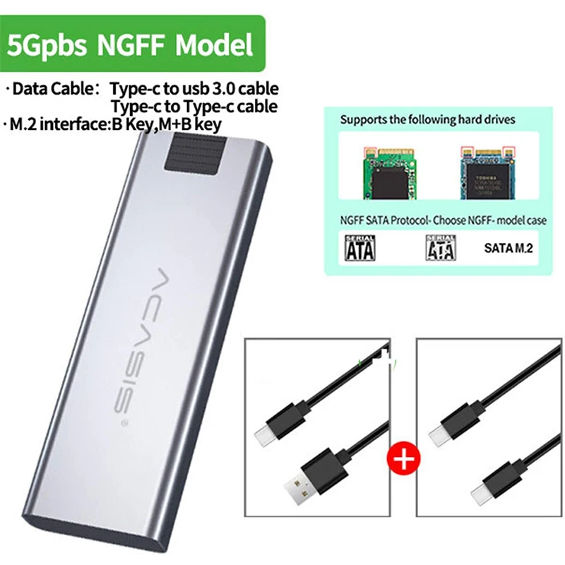 Корпус Acasis для SSD M2 NGFF корпус SATA M/B Key Disk жесткого диска M.2 на USB Type C 3 1 с