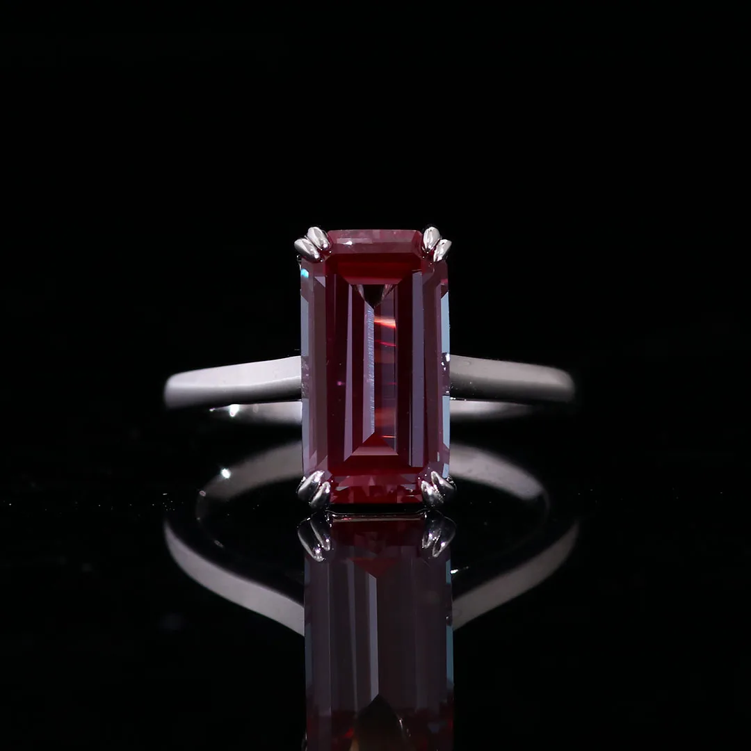 925 Sterling Silver Emerald Cut Alexandrite Ring Wedding Alexandrite Gemstone Jewelry Set for Parties Inlay Technology