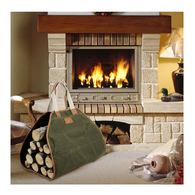 
Canvas Firewood Carrier Log Tote Bag Fire Place Sturdy Wood big tote bag Camping Indoor Firewood Logs 