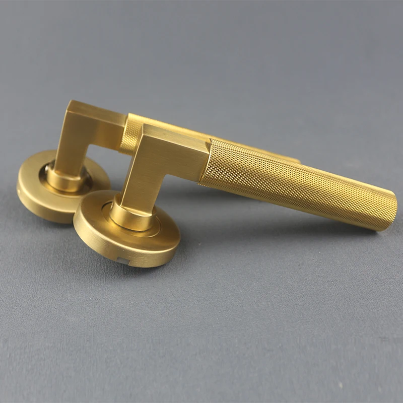 German luxury Brushed gold Stainless steel engrave art rosette door lever handle
