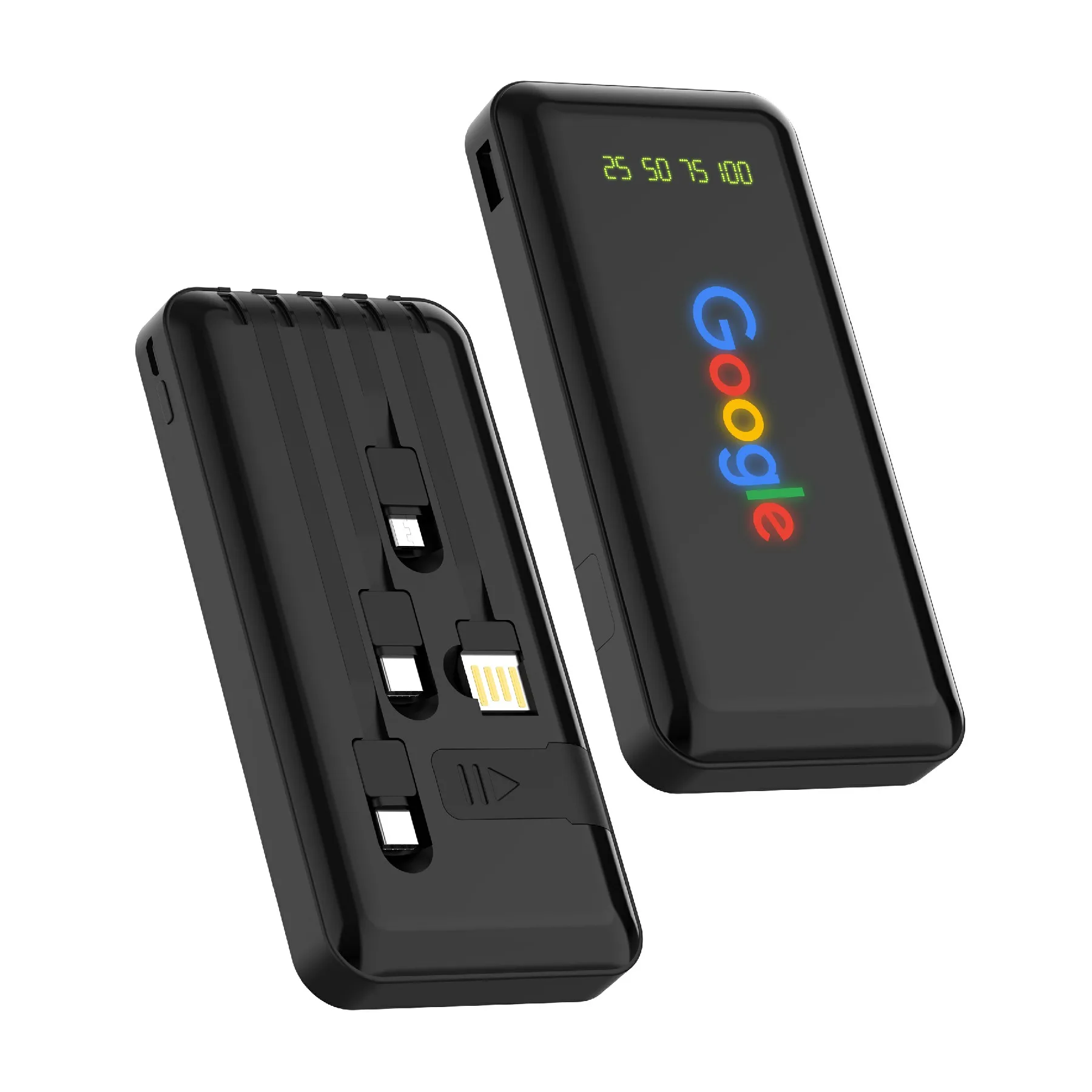 Custom Luminous Logo Power Bank High Capacity Built-In Cables 20000mAh Glowing Logo Powerbanks Custom Power Bank With Logo