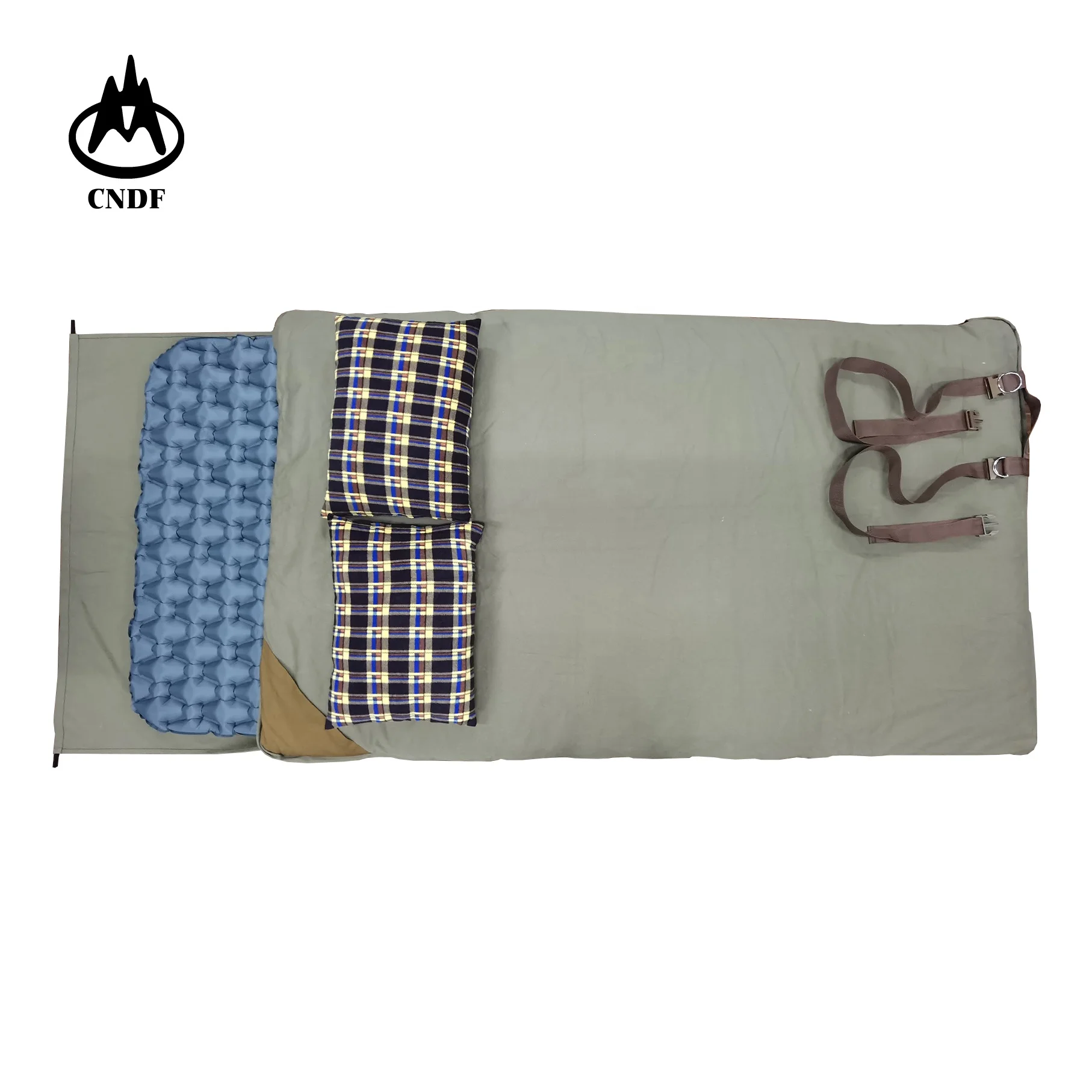 
double or single,soft micro fleece,warm for extremely cold, hunting,water proof, 2021 luxurious canvas sleeping bag with air mat 