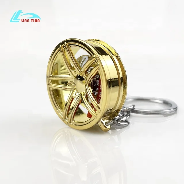  Creative car tire keychain fans modified with brake pad wheel key