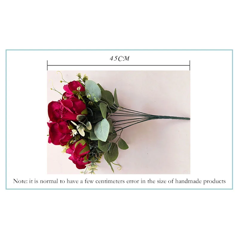 YIWAN Wholesale 9 hand seasonal roses buds Artificial silk Flower Cabbage Roses Wedding Decorative Big bunch of Flower