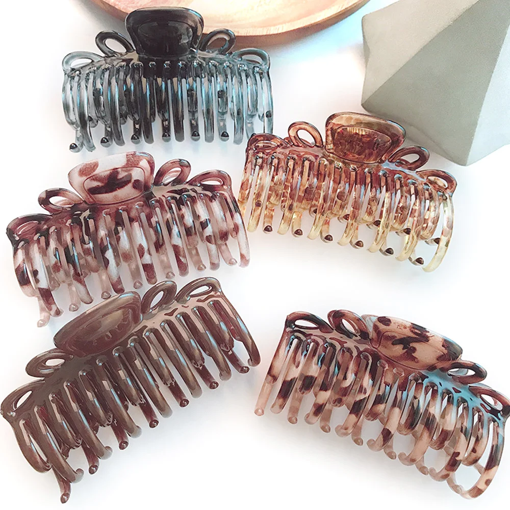 
XQ006 Fashion Hairdressing Large Medium Solid Hair Catch Acrylic Transparency Shower Catch Korean Jaw Clip 