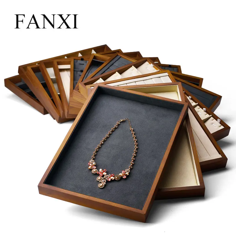  Деревянный поднос для ювелирных изделий FANXI Factory на заказ органайзер магазина из микрофибры серег