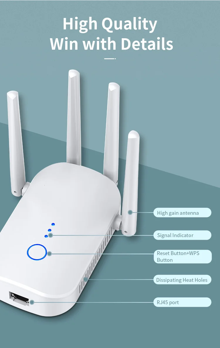 AIWO Wlan Repeater Network Signal Booster Wifi Extender Outdoor Long Range Dual Band Router Wifi