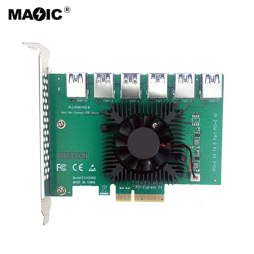 Переходник PCI Express X4 20 Гб от 1 до 6 переходник PCI-E адаптер PCIE слот 4X 16X USB 3 0