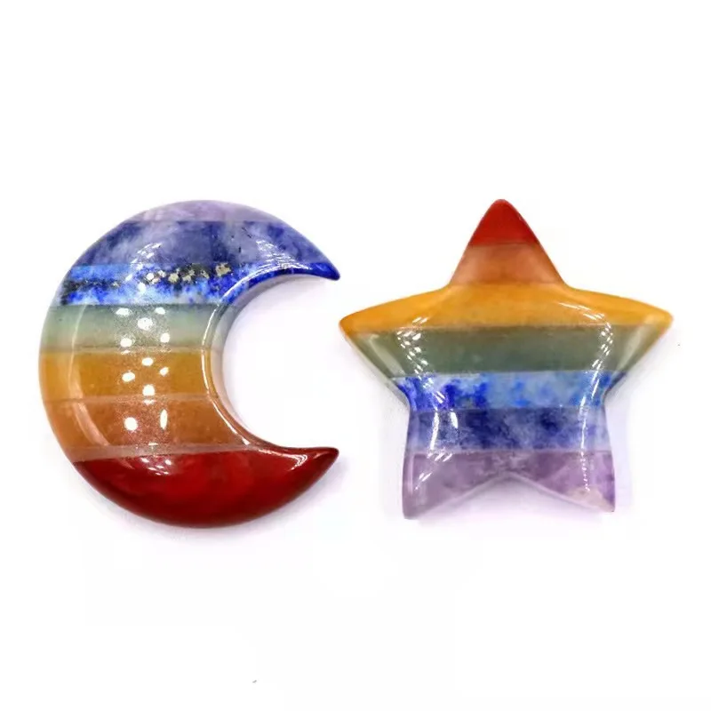 7 Chakra Puff Heart Pocket Stone Healing Crystal Tumbled Palm Worry Stones for Reiki Chakra Balancing Home Decoration