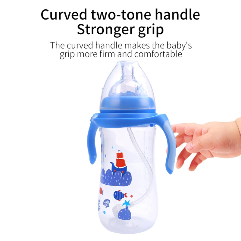 Baby bottles supplies in bulk big capacity 300ml silicone nipple baby drinking bottle baby feeder bottle
