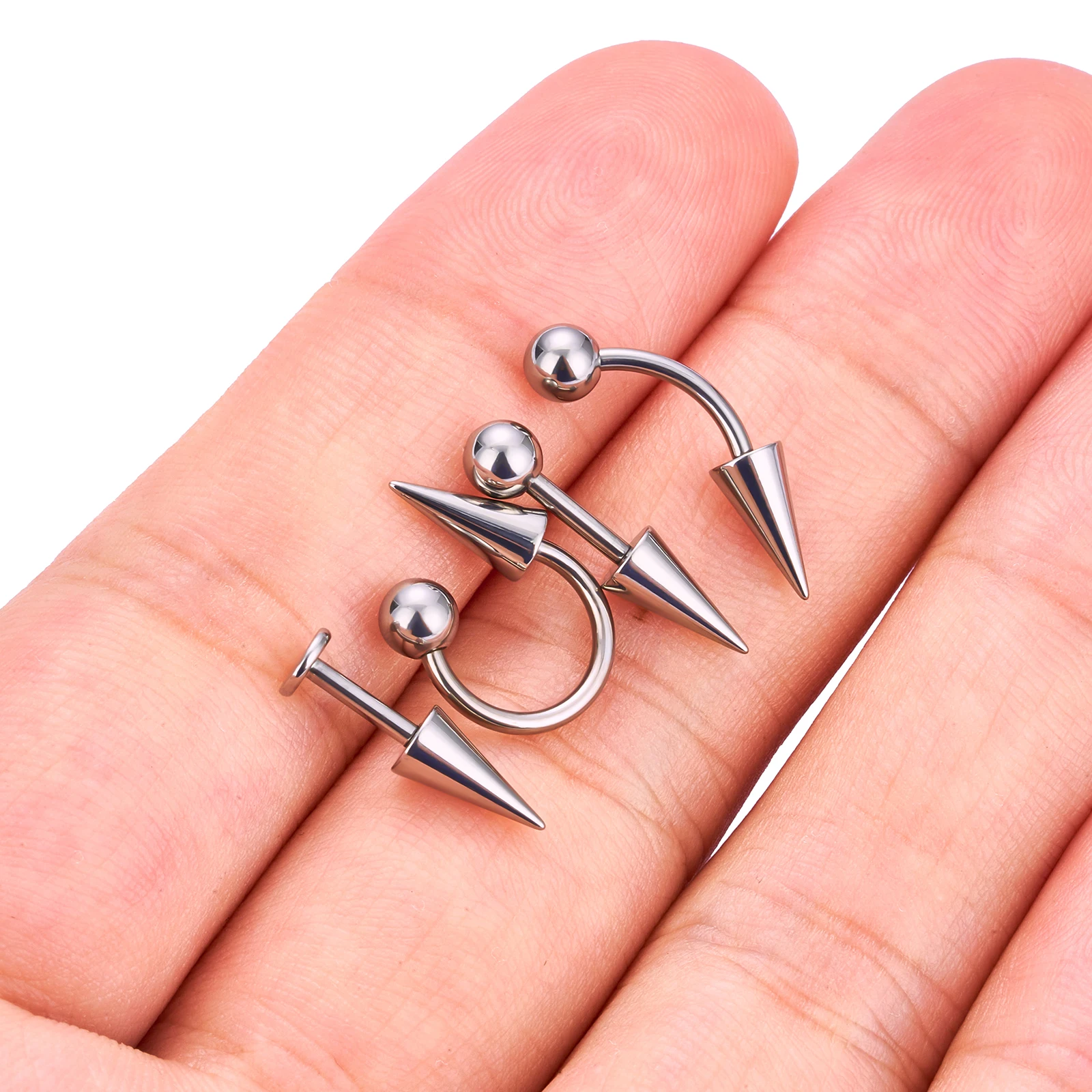 G23 Titanium 16G Body Piercing Jewelry Lot Bulk Nose Ring Tongue Bar Eyebrow Labret Set Horseshoe Pack