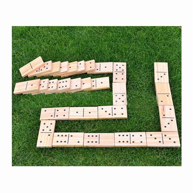 Asweets 2023 Outdoor Wooden Custom educational toys Domino Set 28Pcs Blocks Big Domino run Toys For Kdis