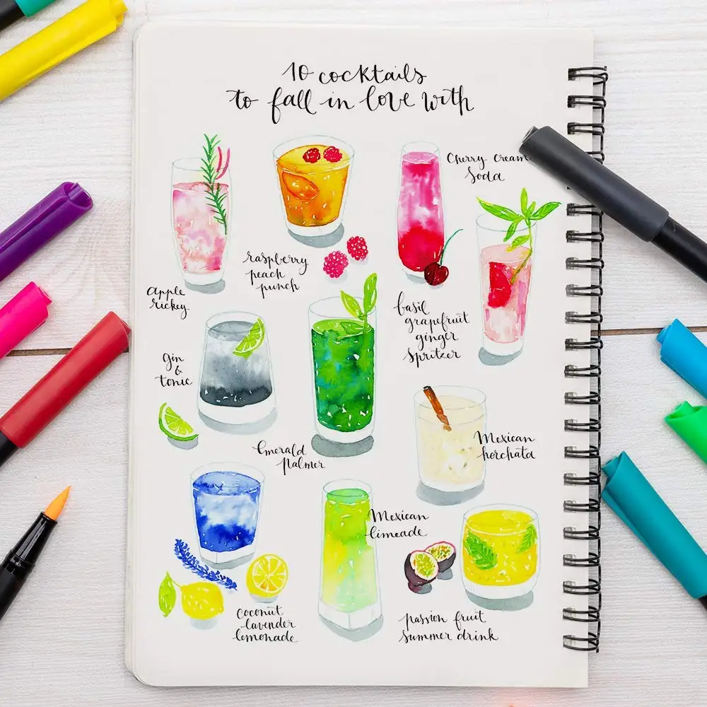 
24 Colors Dual Tip Brush Pen Art Markers 30% More Ink Fine Tip & Calligraphy Brush Pens 