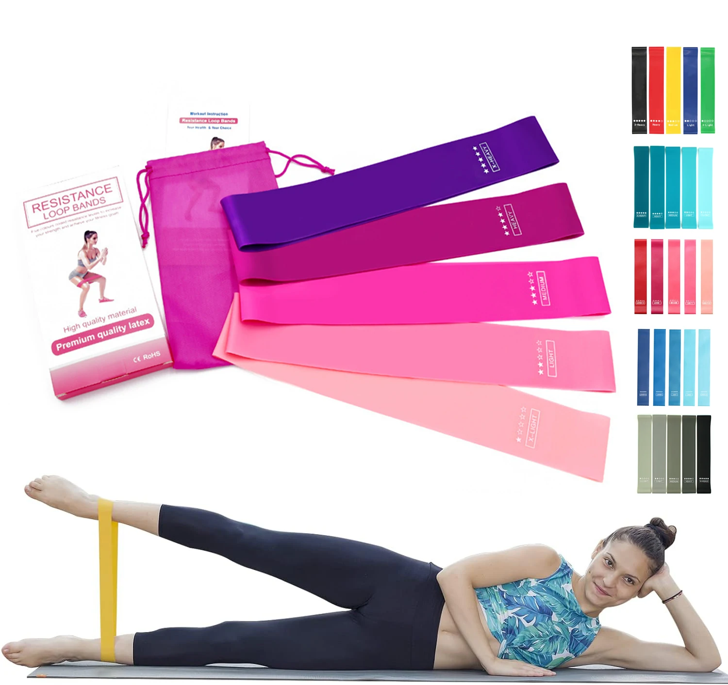 Custom Logo Elastic loop Resistance Bands for Fitness Bandas Elastica Gym Workout Exercise Latex nature rubber Resistance Bands