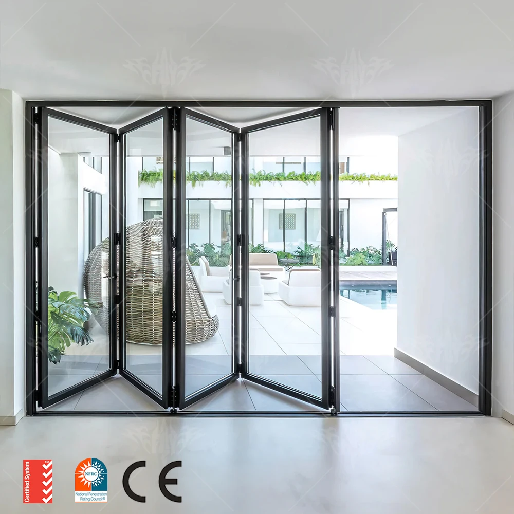 Black folding doors with mosquito net vertical bi fold door aluminium folding and sliding door grill