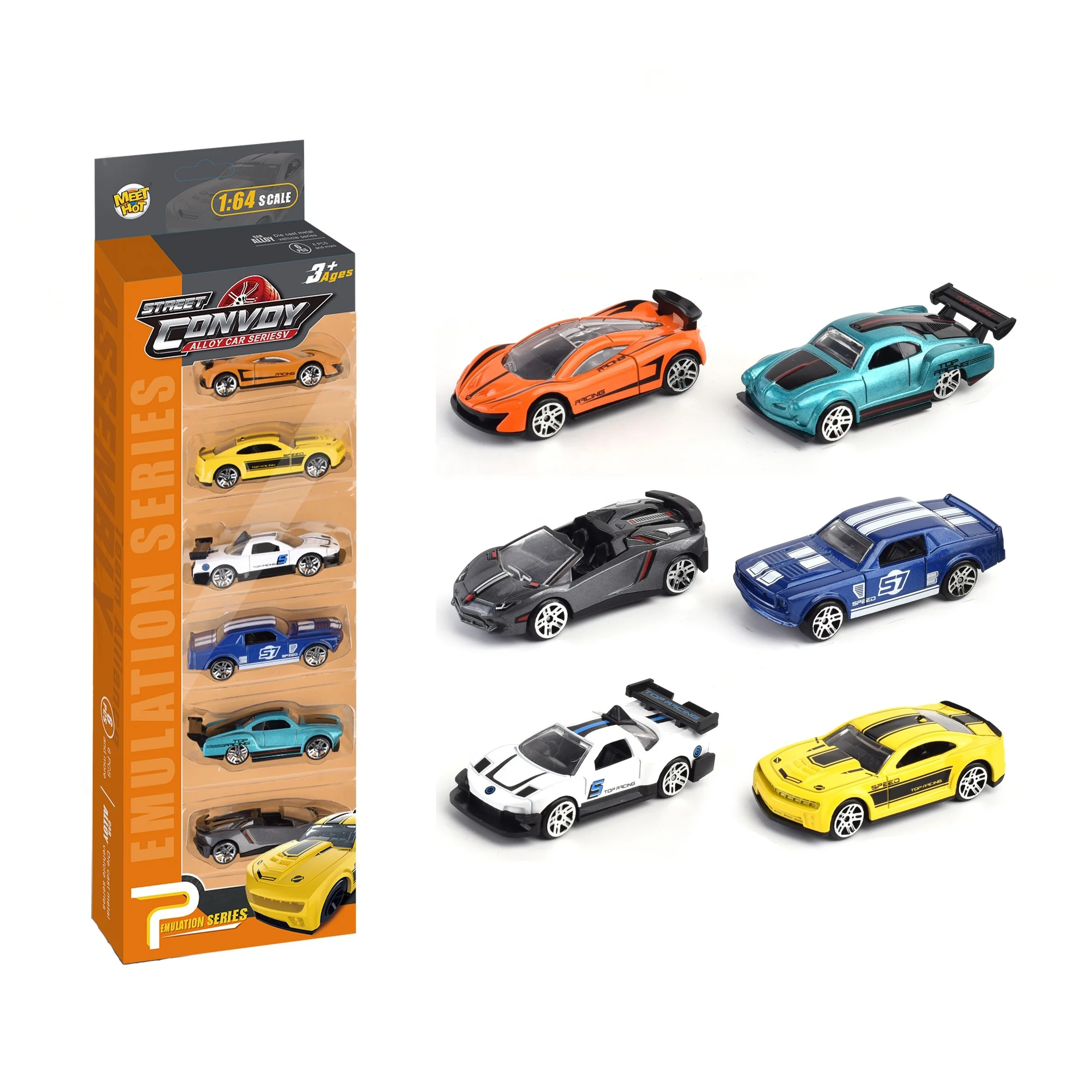 6-Pack 1:64 scale metal diecast model cars hot sell small collectable alloy pull back car toy for kids