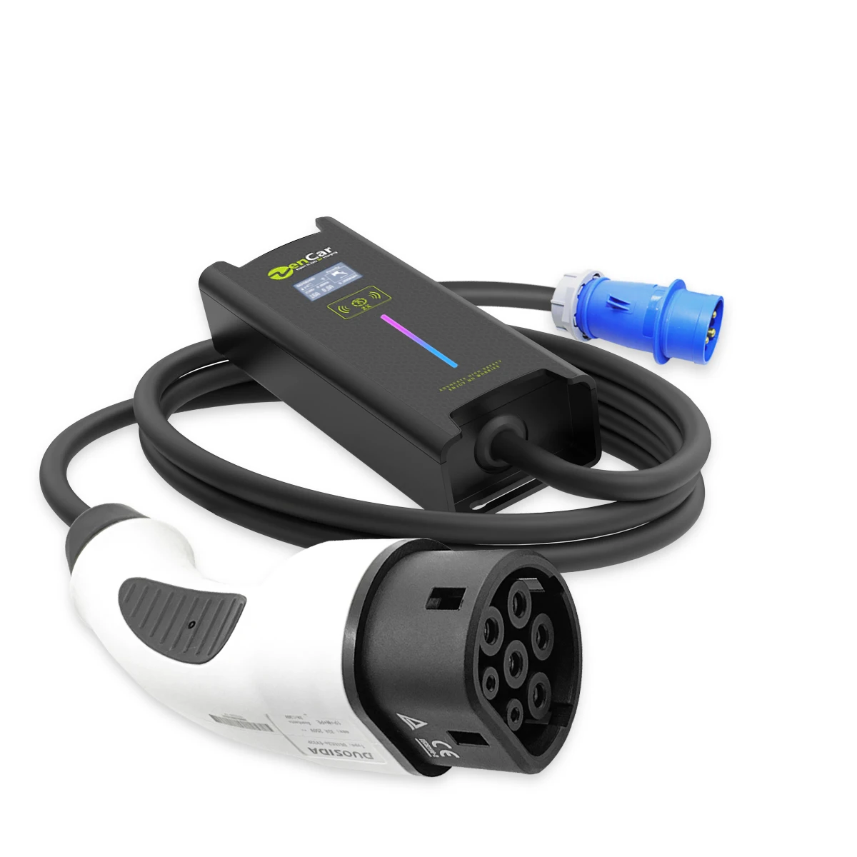 Adjustable Gen4.0 EVSE ZENCAR 16A 3.6KW Type 2 Portable EV Charger Blue CEE