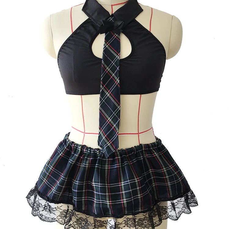 Schoolgirl Costume Sexy Lingerie Set Cosplay Student Plaid Uniform Costumes Outfit