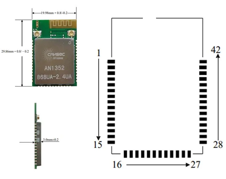Cansec Wireless AN1352-868/915ua-2. 4sa/UA TI CC1352 R1FRGZ Sub-G 2,4 ГГц, умный дом, IoT решение, двухдиапазонный модуль