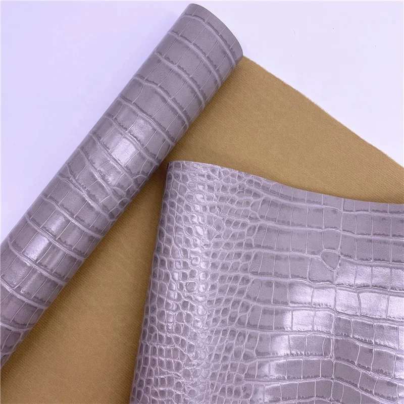 BY8013 Guangzhou Leather Factory Top Quality Customized Crocodile Embossed Recycled PU Synthetic Leather Fabric