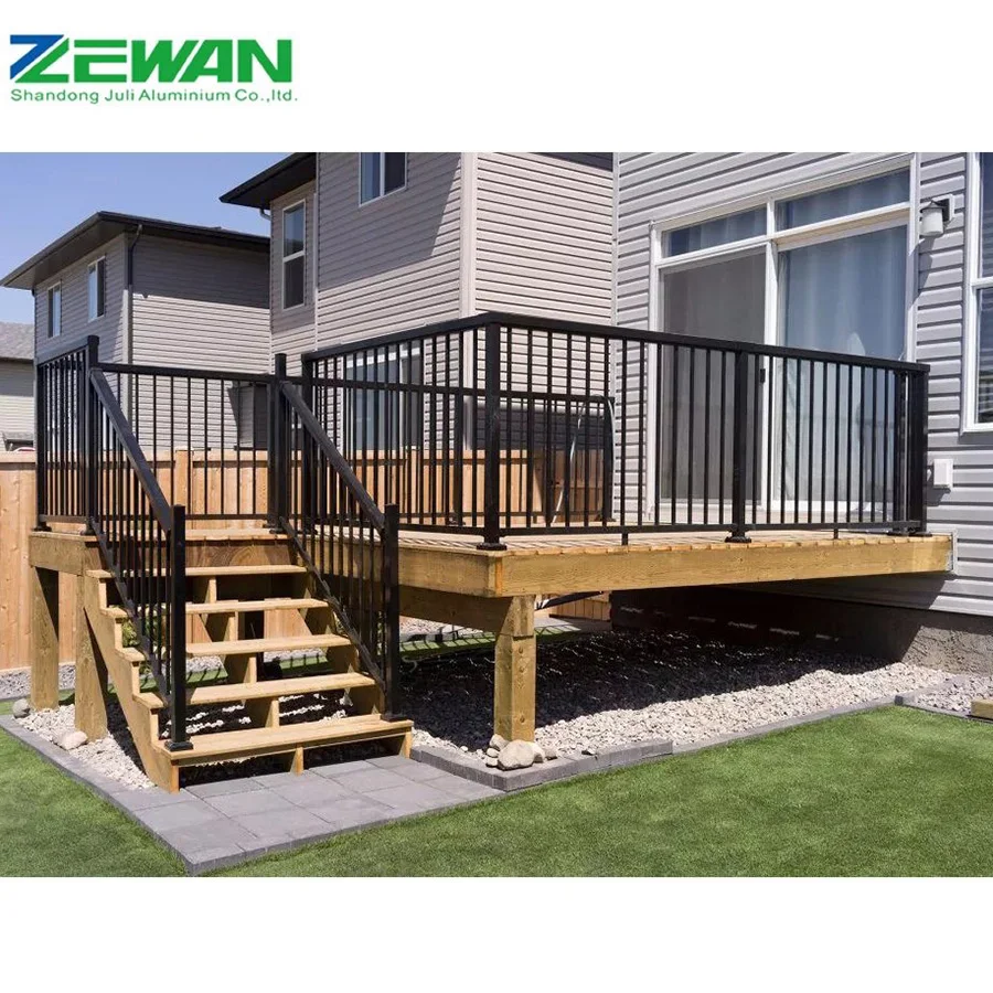 Outdoor Stair Railings Design Black Aluminium Deck Balustrades Aluminum Railing for Stairs