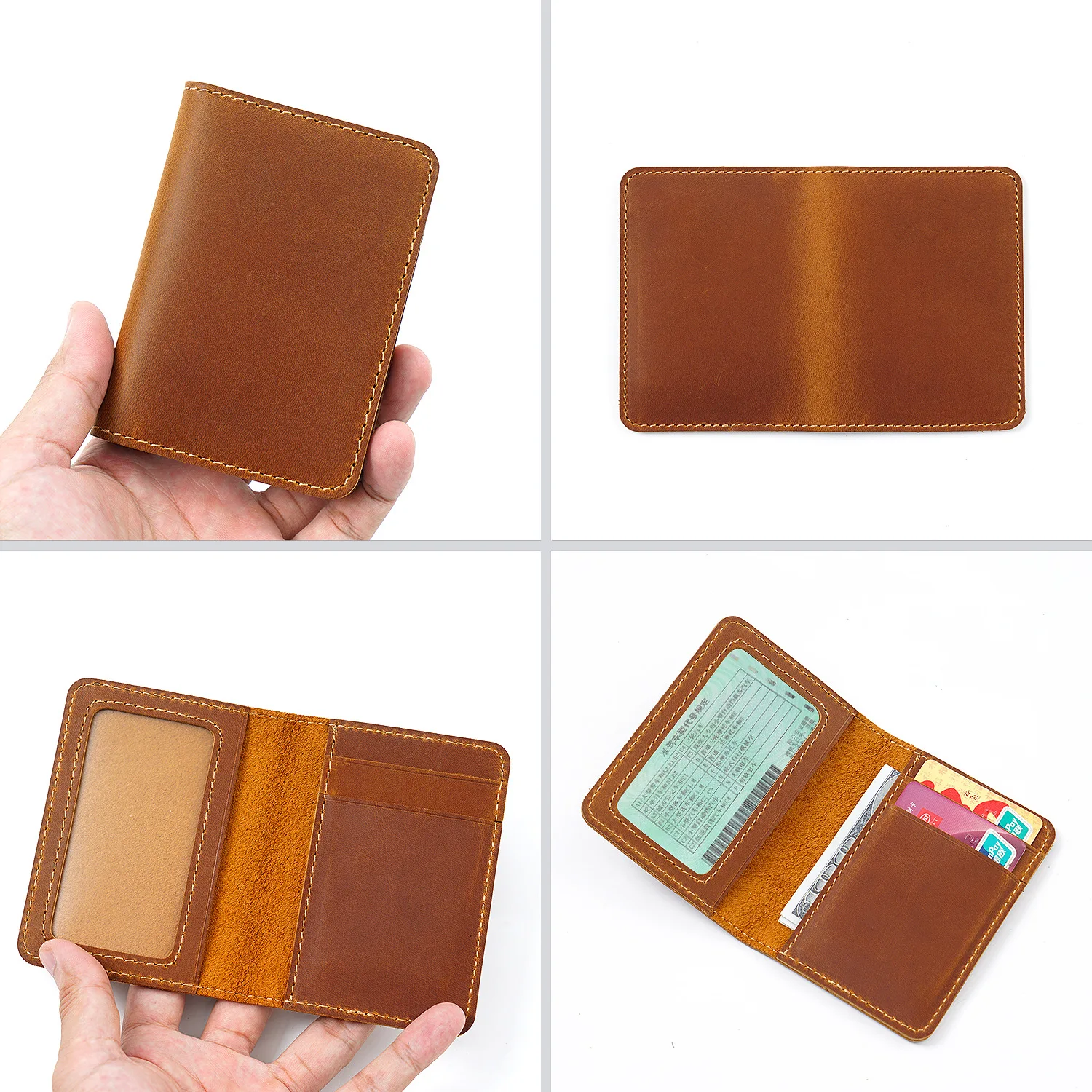 New Arrival Genuine Cowhide Certificate Card Holder Full Grain Leather with Authenticity Certificate for ID or Credit Cards