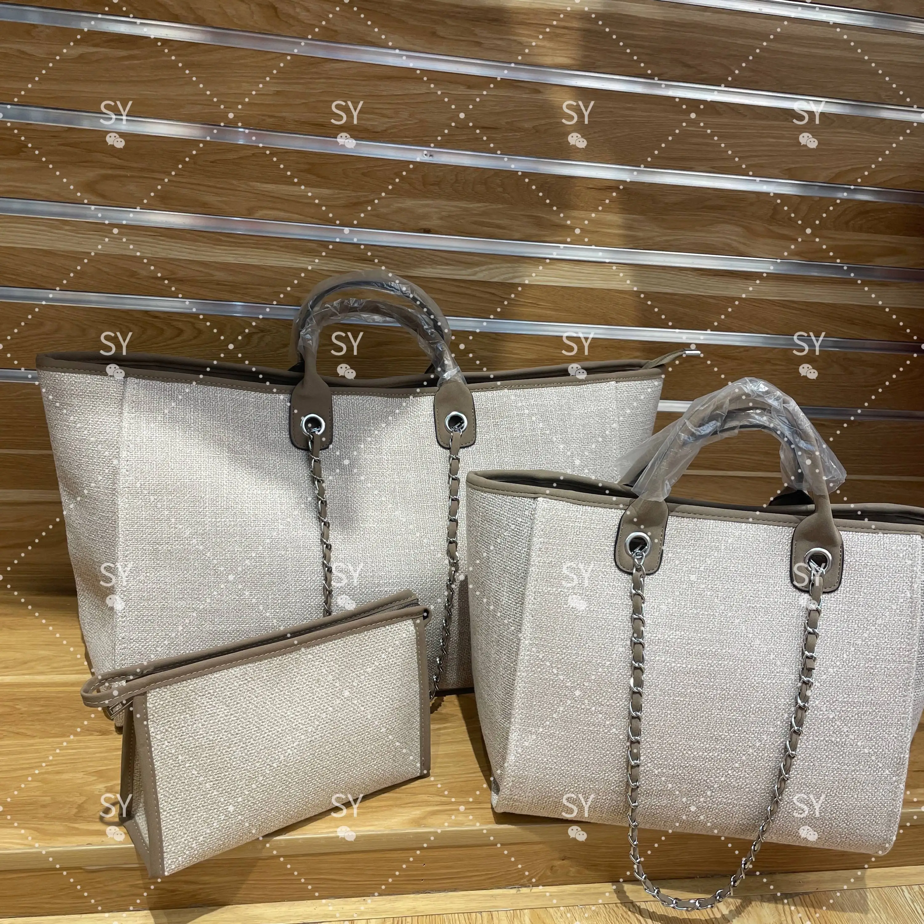 2022 Fashion Canvas Tote Bag High Quality Luxury Handbag Travel Shoulder Bag Multipurpose  Purse with Chain