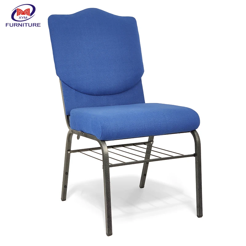 Upholstered wholesale padded blue new stackable metal pastor high quality sponge church room auditorium church chair