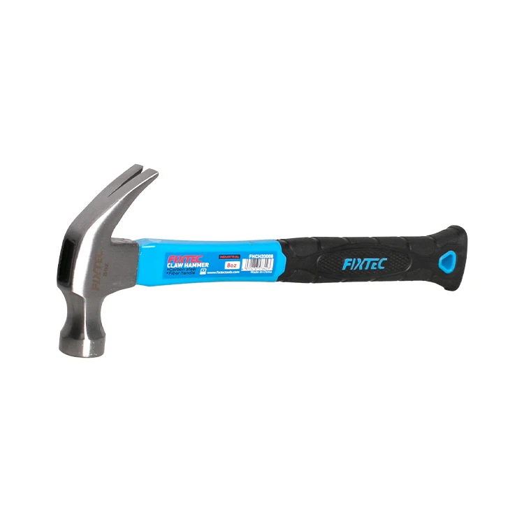 FIXTEC 8oz/16oz Heavy Duty Fiberglass Handle Multi Purpose Claw Hammer for Construction Work Carpenter