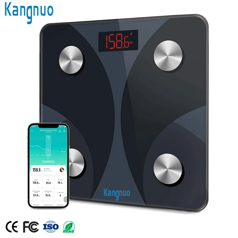 Good Quality 180kg Glass Led Display Electronic Digital Bathroom Body Fat Weight Bmi Scale With App